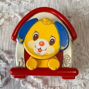 Vintage Kiddicraft Musical Wind Up Puppy Dog In Doghouse Plays Music Toy Musical
